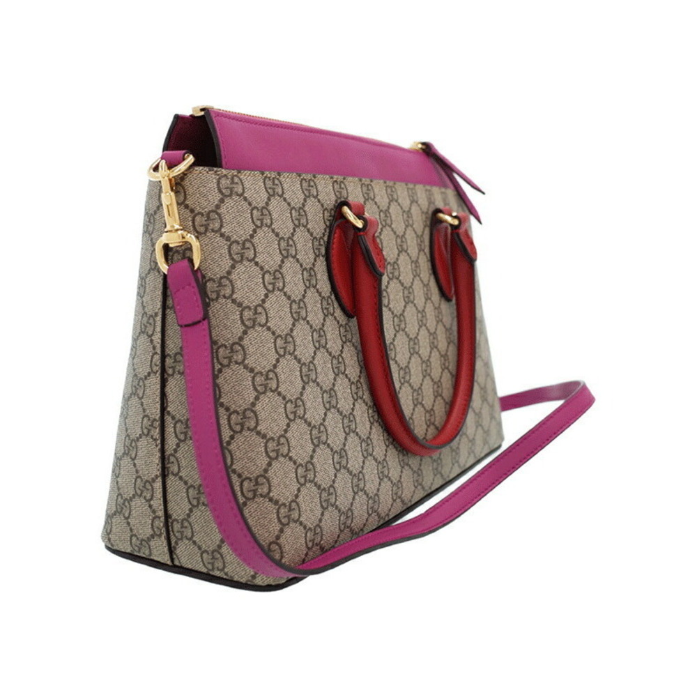 Gucci Moon Calfskin Monogram Supreme 2way GG Top Pink Tote Zip